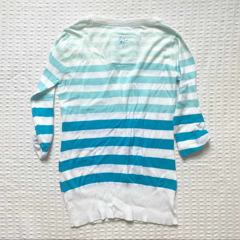 Justice NWT blue and white striped sweater girls size 12